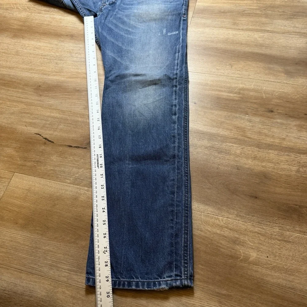Diesel Darron Jeans Men 33x30 Blue Slim Tapered Medium Wash Distress Faded 0886Q - Picture 15 of 16